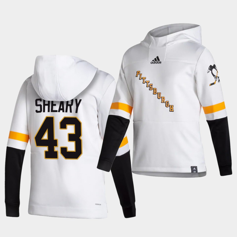Men Pittsburgh Penguins #43 Sheary White  NHL 2021 Adidas Pullover Hoodie Jersey->customized nhl jersey->Custom Jersey